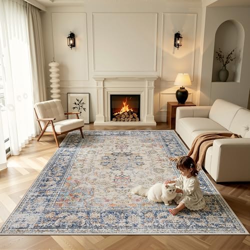 Ruaruarug Washable Area Rug 8×10 for Living Room, Ultra Soft, Navy Brown - Image 6