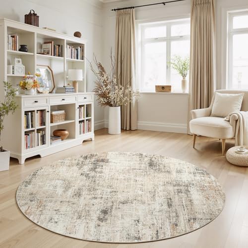 6ft Area Rug for Living Room, Abstract Washable Non-Slip Large Rugs, Gold - Image 6