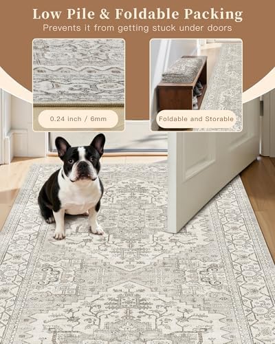 Madane Hallway Runner Rug 2'6''x16' Kitchen Runners Vintage, Beige/Brown - Image 6