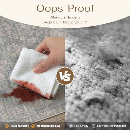 HUGEAR Brown Area Rug 5x7 Washable Neutral Rug for Living Room - Image 6