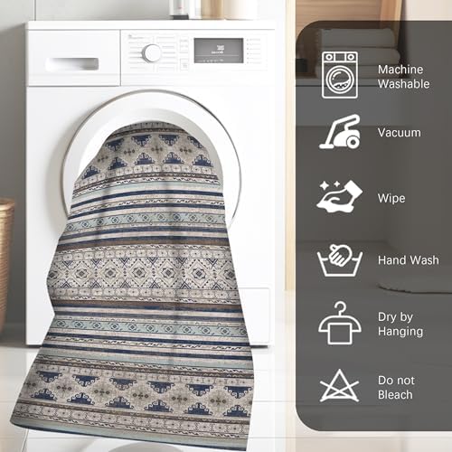 RUGSURE Washable Area Rugs 4' x 6' - 1/6 Thick - Moroccan-Inspired -Stain & Water Resistant Non-Slip - Resistant Rug for Living Room, Bedroom, Nursery, Pet & Child Friendly (Blue and Brown) - Image 7