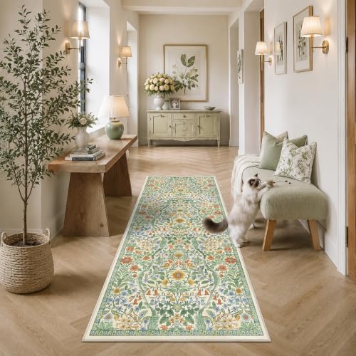 3x7 Floral Runner Rug for Hallway Washable Kitchen Runner Rug - Image 4