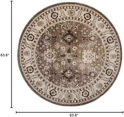 SAFAVIEH Vintage Hamadan Round Rug 5'3", Traditional Taupe VTH214T - Image 2