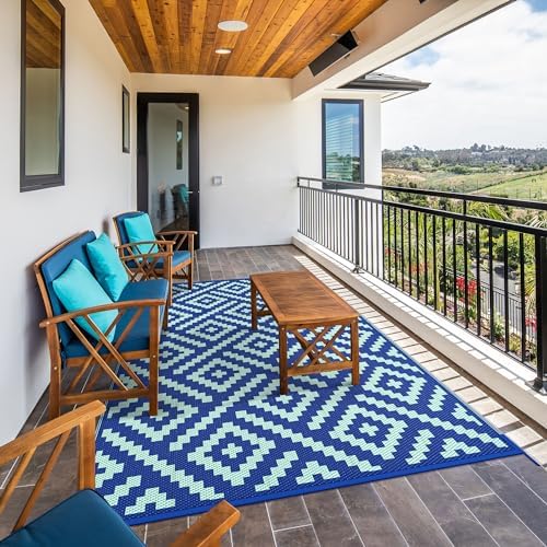 GENIMO Outdoor Rug, Waterproof Plastic Rugs for Patio, 6'x9' Royal Blue - Image 5