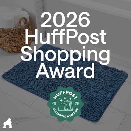 GORILLA GRIP Bath Rug Mat for Bathroom, Absorbent Chenille, 48x17 Blue - Image 6