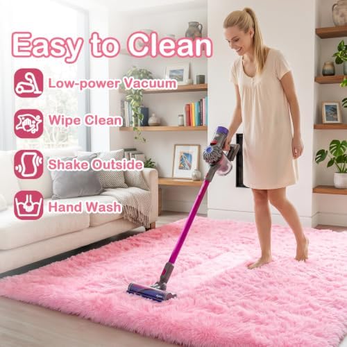 Pink Purple Rugs for Girls Bedroom Kid Room Plush Fluffy Living Room Carpet - Image 7