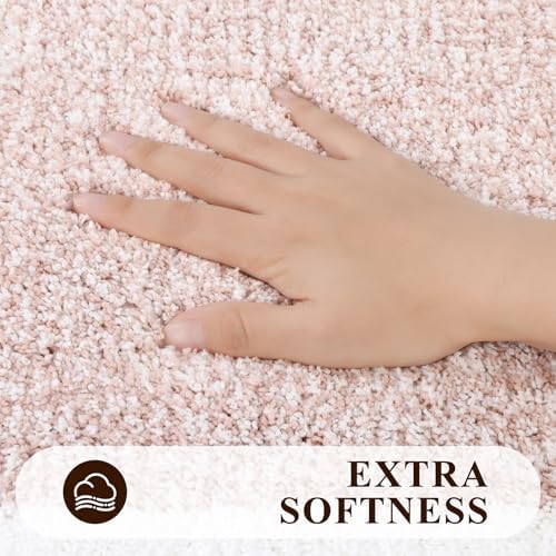 Pauwer Bathroom Rug Sets 3 Piece, Non Slip Washable Bath Mat, Dusty Pink - Image 3