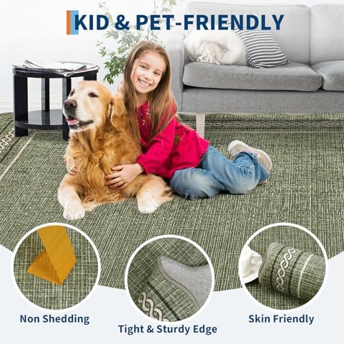 GarveeHome Scalloped Door Mat 2x3 Rugs for Entryway Washable Non-Slip Green - Image 6