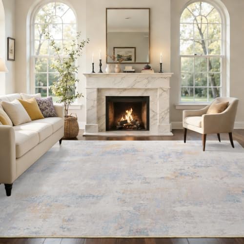 6x9 Ft Abstract Washable Area Rugs for Living Room Cream - Image 2
