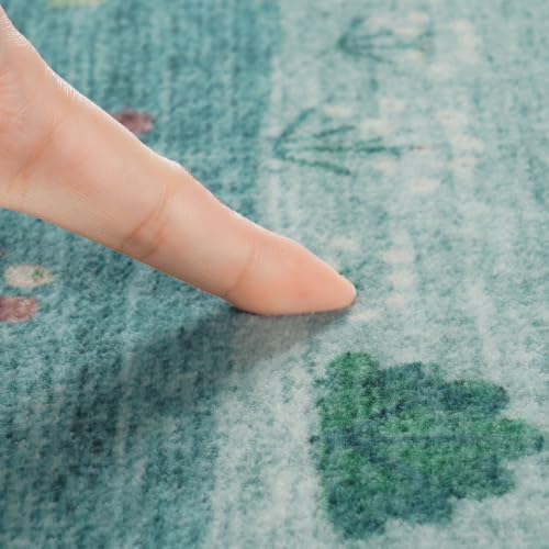 Machine Washable Runner Rug 2x6 Ft, Whimsical Rug, Vintage Farmhouse Green - Image 6