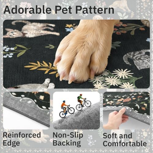 Soalmost 2x3 Dog Rugs for Entryway, Washable Door Mat Animal Soft Rug Black - Image 6