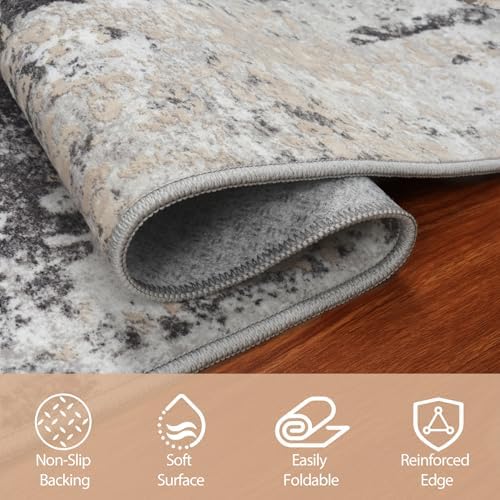 4x6 Area Rugs for Living Room Washable Bedroom Dining Room Black Grey Gold - Image 4
