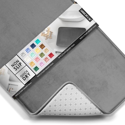 Clara Clark Bathroom Rugs, Velvet Memory Foam Bath Mat, Non-Slip Bath Rugs, Machine Wash, Dries Quickly, Ultra Soft Plush Bath Mats for Bathroom, 24 x 36, Dark Grey - Image 3