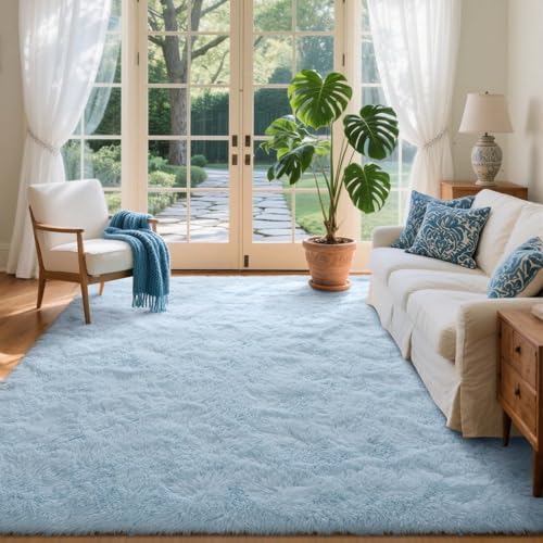 4x6 Ft Shag Rugs for Bedroom Living Room, Ultra Soft Fluffy Furry Area Rugs for Indoor Floor, Aesthetic Carpet for Kids Home Decor (Light Blue) - Image 3
