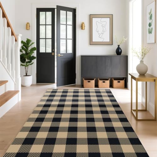Outdoor Rugs, Brown and Black Area Rug Checkered 4’x 6’ - Image 4