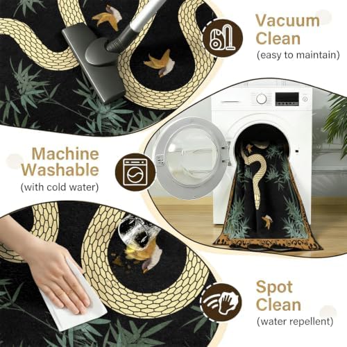 Bohemian Snake Area Rug 1.5x2.5 Dark Gothic Non Slip Carpet - Image 7