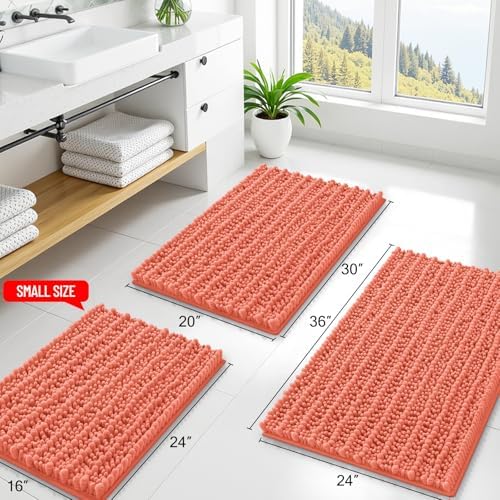 Smiry Bathroom Rugs 24X16, Extra Soft Rubber Backing Chenille Bath Mats - Image 2