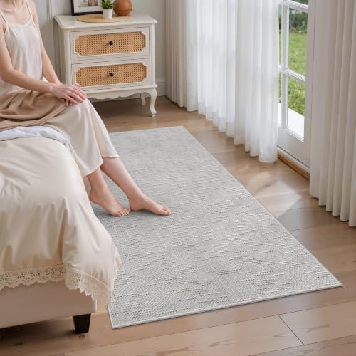 Valenrug 4x6 Area Rug Non Slip, High-Low Pile Washable Rug for Bedroom Grey - Image 3