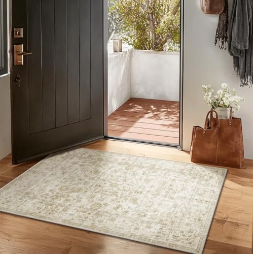 Machine Washable Area Rugs for Entryway: Door Mat Indoor Entrance 2x3 Boho Rug Stain Resistant Non-Slip Low Pile Soft Throw Carpet for Kitchen Front Door Indoor Entrance Entry Bedroom - Image 2