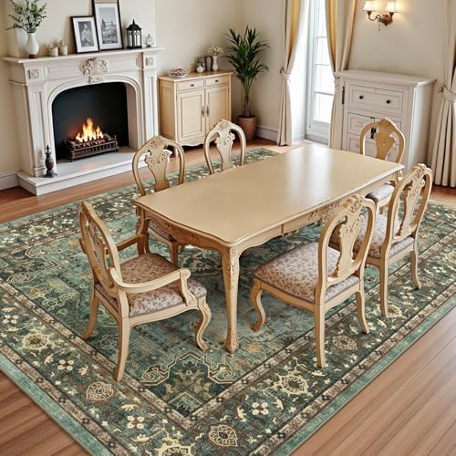 Lofus 9x12 Green Area Rugs for Bedroom Living Room, Vintage Boho Carpet - Image 3