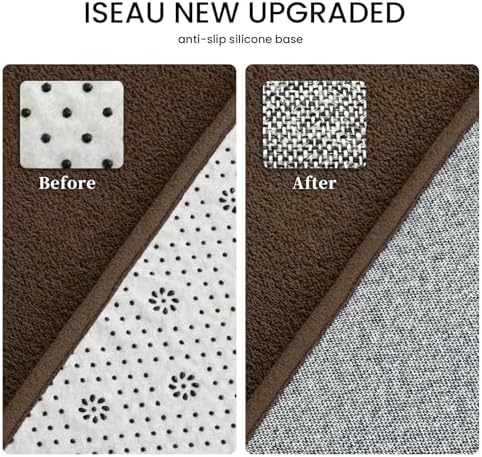 ISEAU Oval Bedroom Rug 2.6x5 Non-Slip Washable Runner Rug for Hallway Brown - Image 3