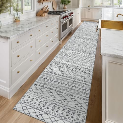 KUTA Long Hallway Runner Rug 2.6x16 Washable, Moroccan Vintage Beige Boho - Image 3