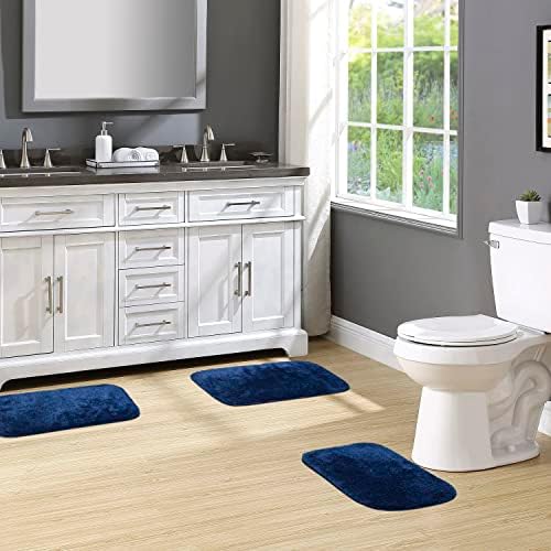 Garland Rug Traditional Nylon Washable Navy 3 Bath Rugs (17" X 24", 21" X 34", 21" X 34") - Soft, Absorbent, and Stylish for Your Bathroom - Image 2