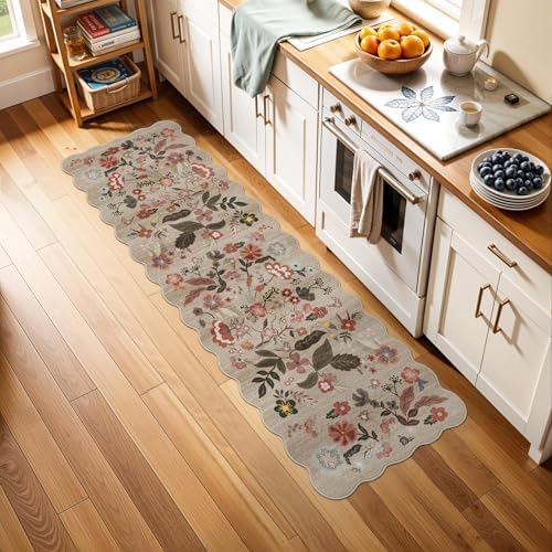 Washable 2x6 Hallway Runner Rug: Vintage Stain Resistant Kitchen Rug Brown - Image 4