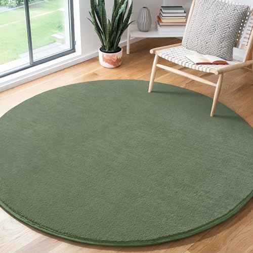 Amearea Sage Green Round Area Rugs 5ft Circle Rugs for Bedroom Living Room by AmeareaDirect