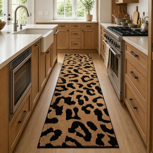 YIHOUSE Leopard Hallway Runner Rugs 2x8: Washable Non Slip Cheetah Rug - Image 3