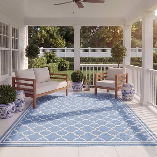 SAFAVIEH Courtyard Outdoor Area Rug 9'x12', Blue & Beige CY6918-243 by Unknown