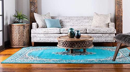 Unique Loom Reza Collection Traditional Persian Style Area Rug, 2 ft 2 in x 3 ft, Turquoise/Ivory - Image 3