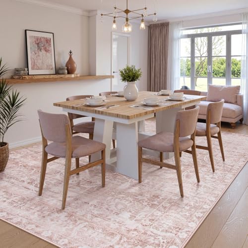 Lahome Pink Rug 6x9 Area Rugs, Soft Washable Rugs for Girls Bedroom - Image 5