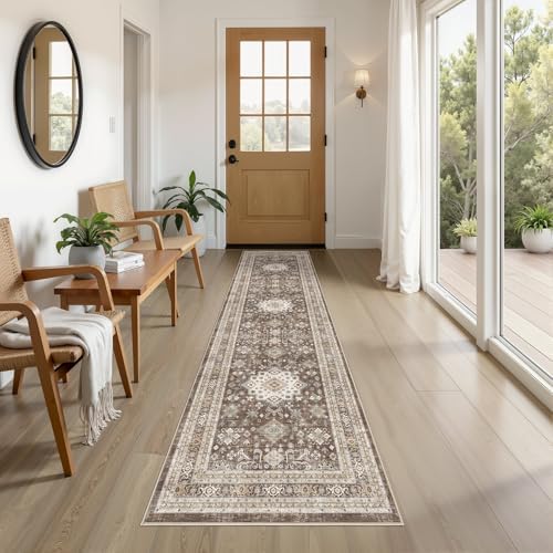 cotiled 2x8 Hallway Runner Rug for Entryway, Non-Slip Vintage, Dark Brown by COTILED