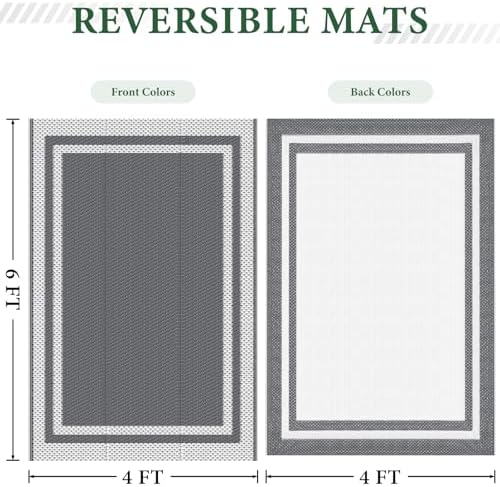 HappyTrends Outdoor Rug Portable Plastic Straw Camping Rugs for Outside RV - Image 2