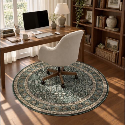 Lofus 4ft Washable Area Rug for Living Room, Non-Slip Green Boho Carpet - Image 4