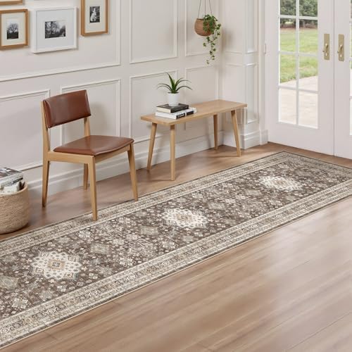 cotiled 2x8 Hallway Runner Rug for Entryway, Non-Slip Vintage, Dark Brown - Image 2