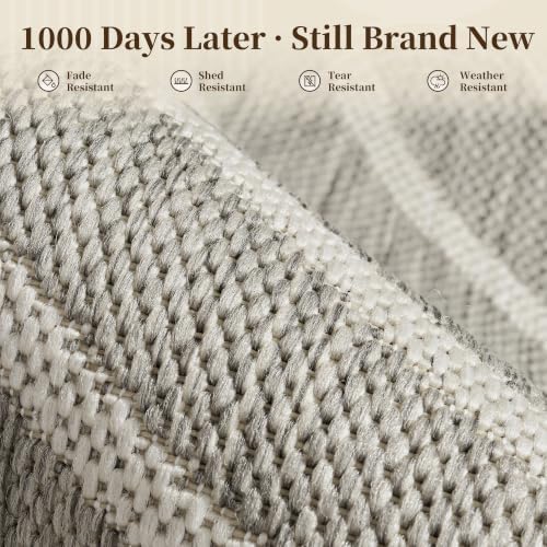 PADOOR-Outdoor Rug-Patio Rug 8x10 ft Polypropylene Indoor Outdoor Rugs Outdoor Carpet for Patio Deck Balcony Porch, Textured Weave, Durable for High Traffic, Fade-Resistant, Modern Neutral Grey - Image 2