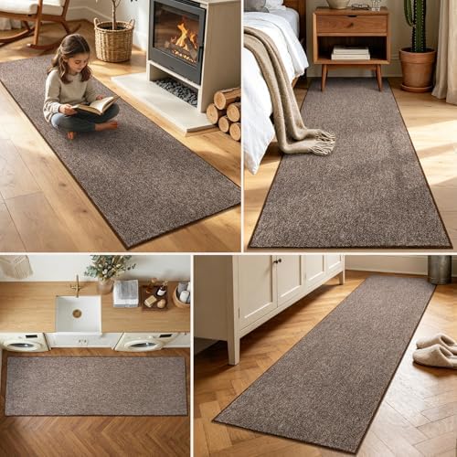 2x6 Coffee/White Runner Rug Washable Non-Slip for Kitchen Hallway Bathroom - Image 3