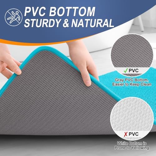 OLANLY Thick Memory Foam Bathroom Rugs 30x20, Absorbent Bath Mat, Aqua Sky - Image 4
