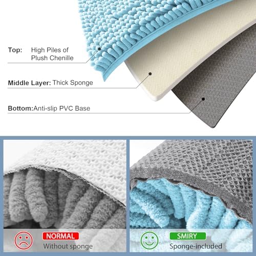 Smiry Luxury Chenille Toilet Rugs U-Shaped 20x20, Soft Absorbent Non-Slip Contour Bathroom Rugs for Toilet, Machine Washable Contoured Bath Mats, Sky Blue - Image 5