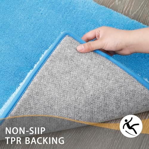 MINIDEAR Bathroom Rugs 32x20 Lake Blue - Thick Memory Foam Bath Mat, Ultra Soft & Plush Fluffy, Non-Slip, Quick Dry, Absorbent Washable Floor Microfiber Mat for Tub, Home Decor Accessories - Image 2