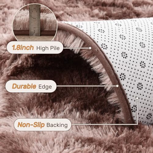 5x8 Brown Rugs for Living Room Fluffy Fur Bedroom Area Rug,Rustic Plush Non-Slip Dark Carpet for Book Room Office,Coffee Stain Resistant - Image 5