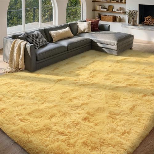 FinRèc Home 6x9 Non-Slip Fluffy Area Rugs for Living Room (Yellow) by FinRe%CC%80cHome