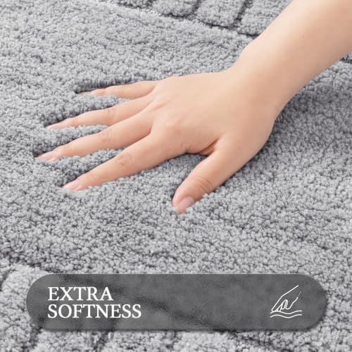 Pauwer Bathroom Rugs Sets 2 Piece, Non Slip Plush Bath Mats, Dark Grey - Image 3