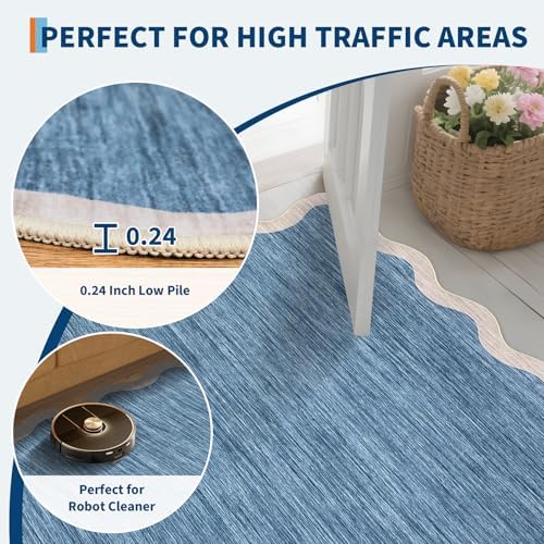 GarveeHome Scalloped Washable Area Rugs 9 x 12 Rug for Living Room Non Slip - Image 6