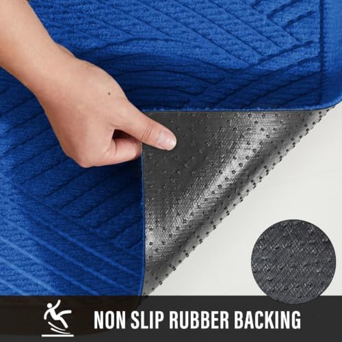 HIYARD Sturdy Front Door Mat, Absorbent Muddy Dirt Resist Welcome Door Mats Outdoor Indoor, Stain and Fade Resistant, Non-Slip Backing Entry Mat Low Profile Doormat for Entryway, 29×17, Royal Blue - Image 3