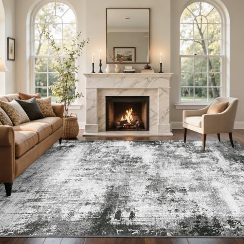 4x6 Ft Abstract Washable Area Rugs for Living Room Grey - Image 3