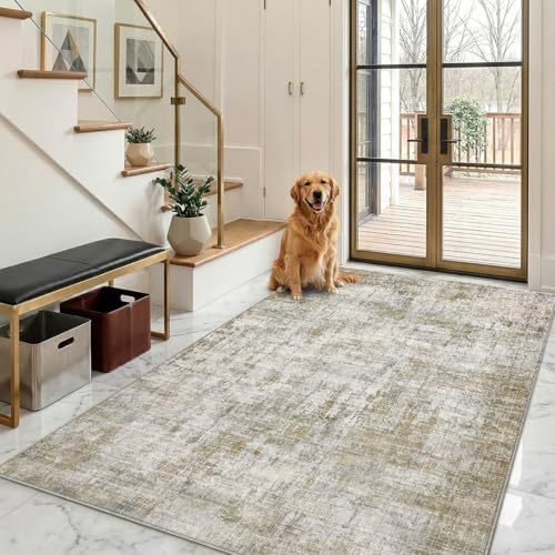 Washable 4'x6' Abstract Area Rug for Bedroom Living Room by Unknown