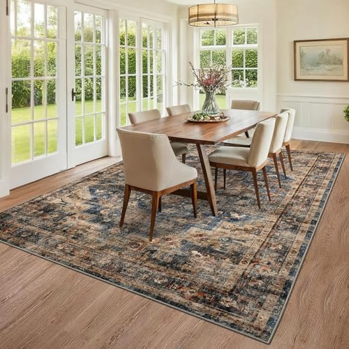 GarveeHome 6x9 Rugs for Living Room Washable Area Rug Blue&Brown - Image 2